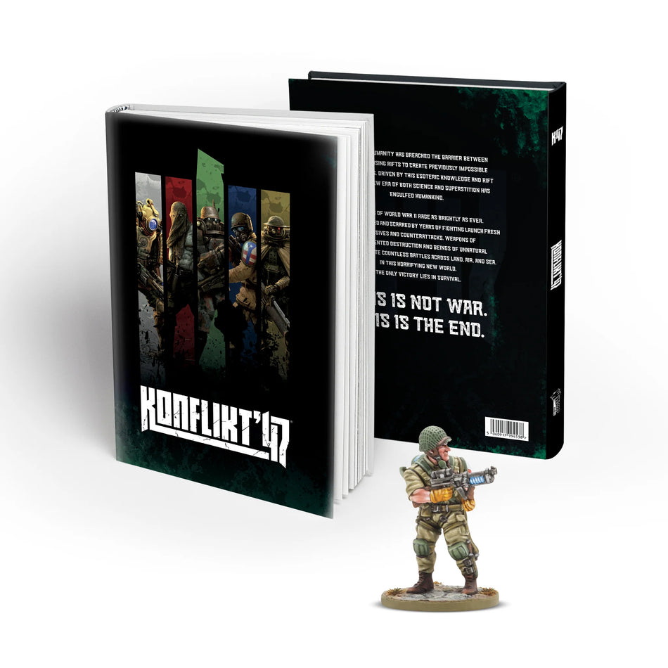 Konflikt '47 Rulebook with special miniature ( American Firefly jump-trooper)