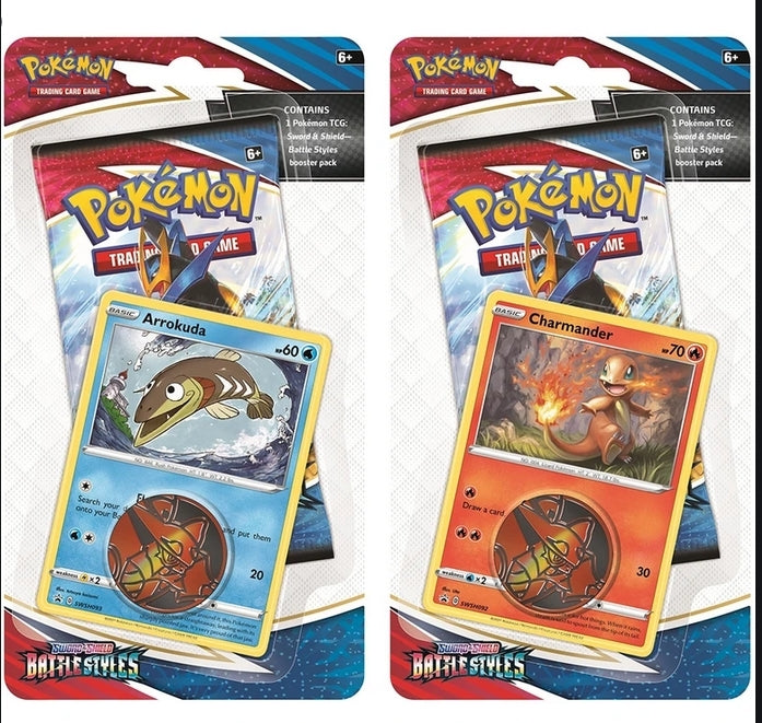 Pokémon Tcg: Sword & Shield 5 Battle Styles Premium Checklane Blister Arrokuda And  Charmader Pack