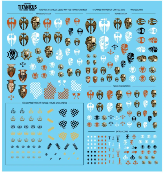 Games Workshop Adeptus Titanicus: Legio Krytos Transfer Sheet