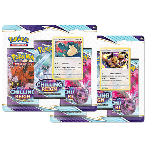 Pokémon TCG: Sword and Shield 6 Chilling Reign 3--Pack Blister - Snorlax/ Eevee