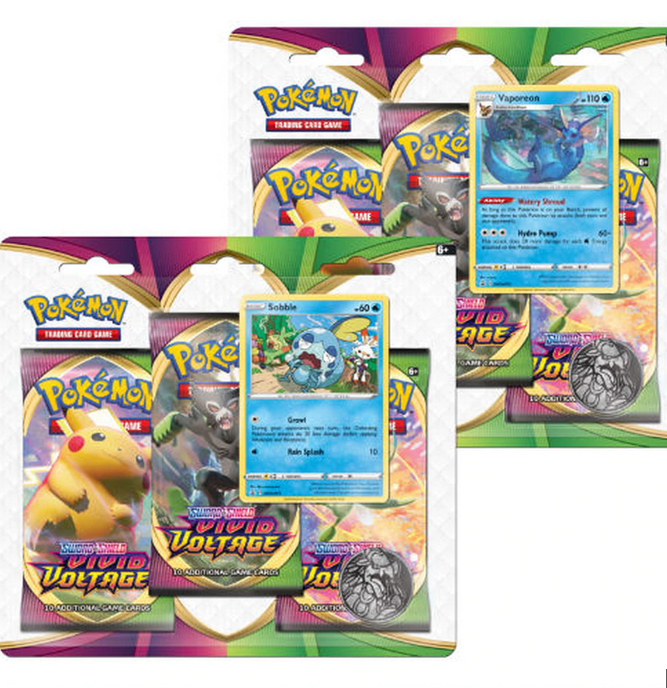 Pokemon - Sword & Shield - Vivid Voltage - 3 Pack Blister - Sobble & Vaporeon