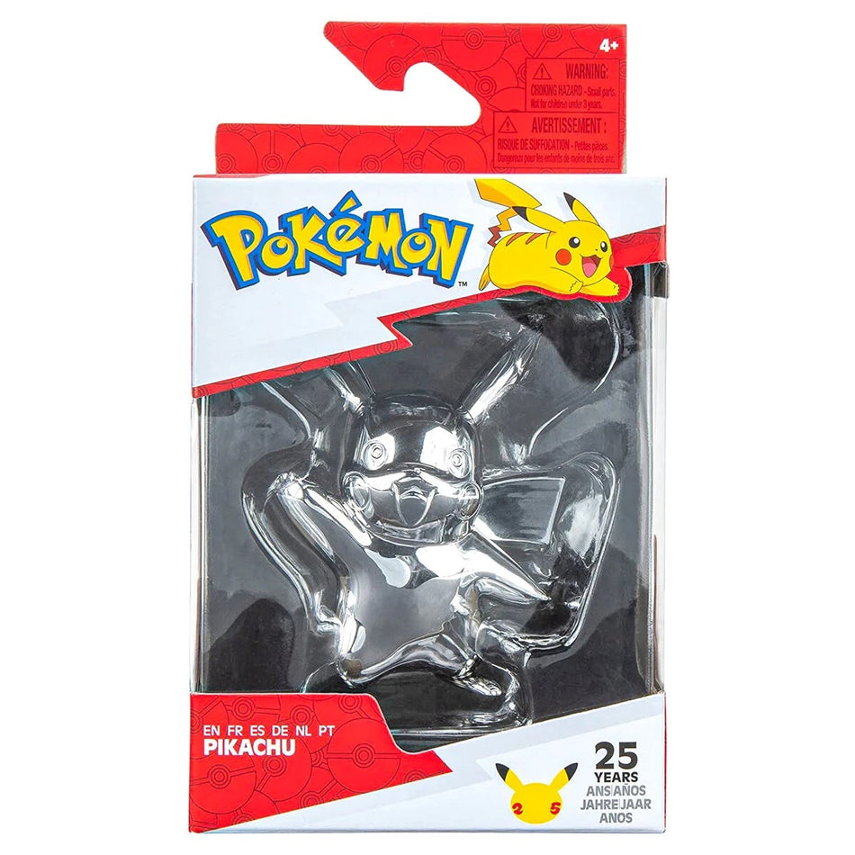 Pikachu Pokémon 25Th Anniversary Silver 3 Inch Vinyl Figure