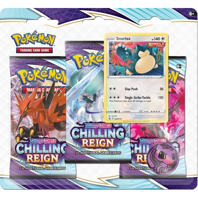 Pokemon Tcg: Pokemon Sword & Shield 6: Chilling Reign 3-Pack Blister - Snorlax